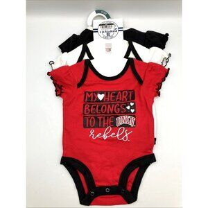 NCAA UNLV Rebels Infant Girls' 3pk Bodysuit Set, Size 0-3M - New